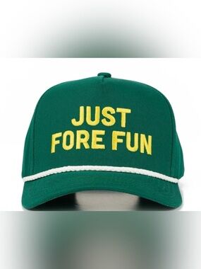 NWT C.C. Green Embroidered Just Fore Fun Adjustable Cap Golf Hat